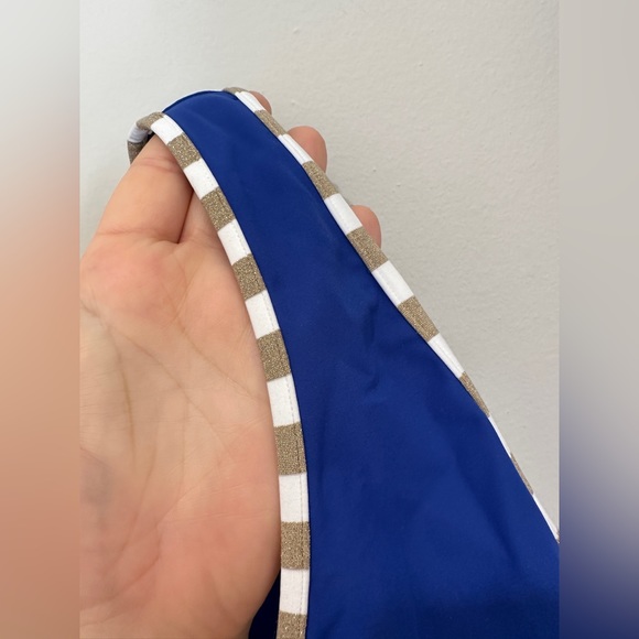 Diane Von Furstenberg Classic Bikini Blue Gold metallic swim bottom travel bag - Picture 6 of 10